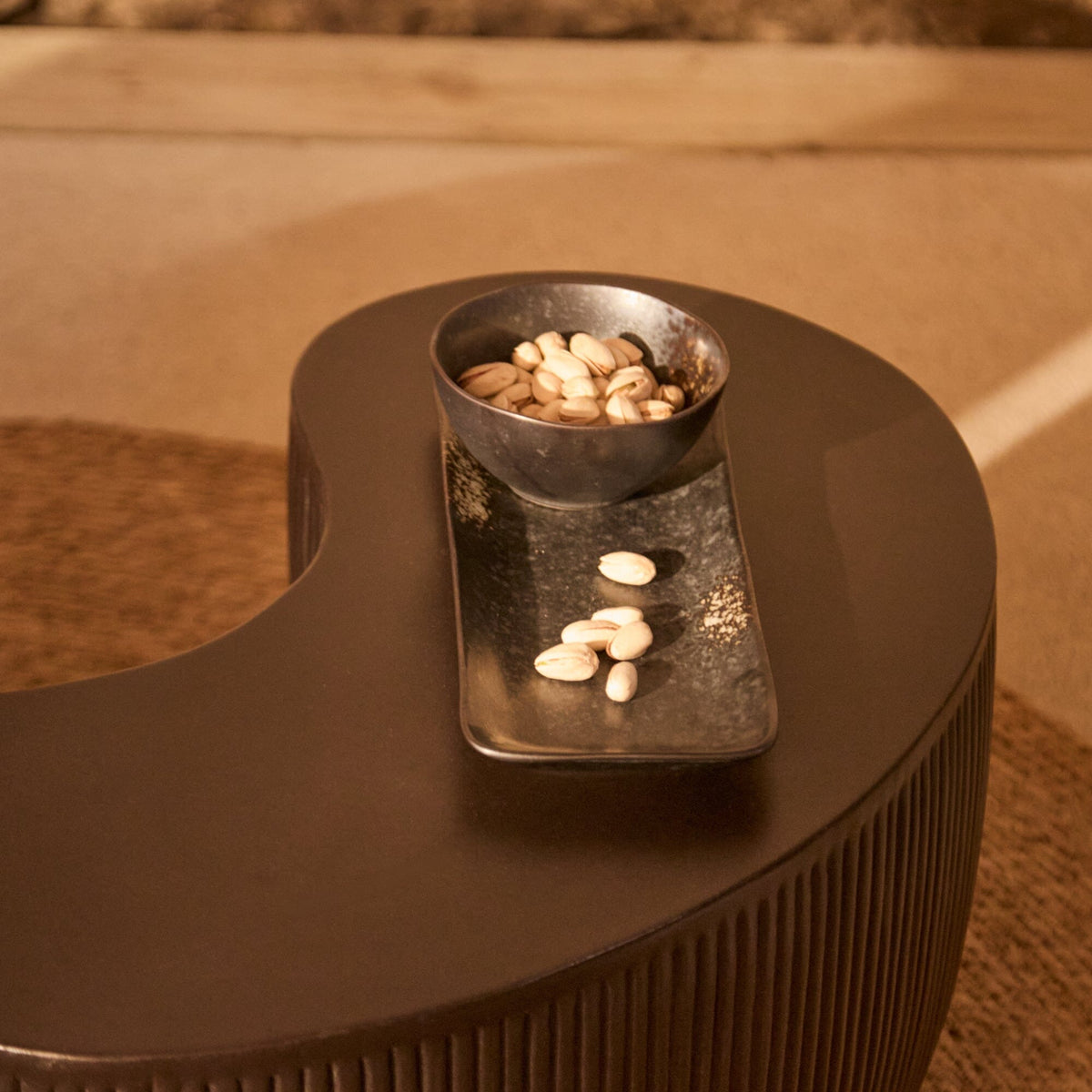 Sohan 61cm with4cm Kidney Garden Coffee Table - Lava Black - Laura James