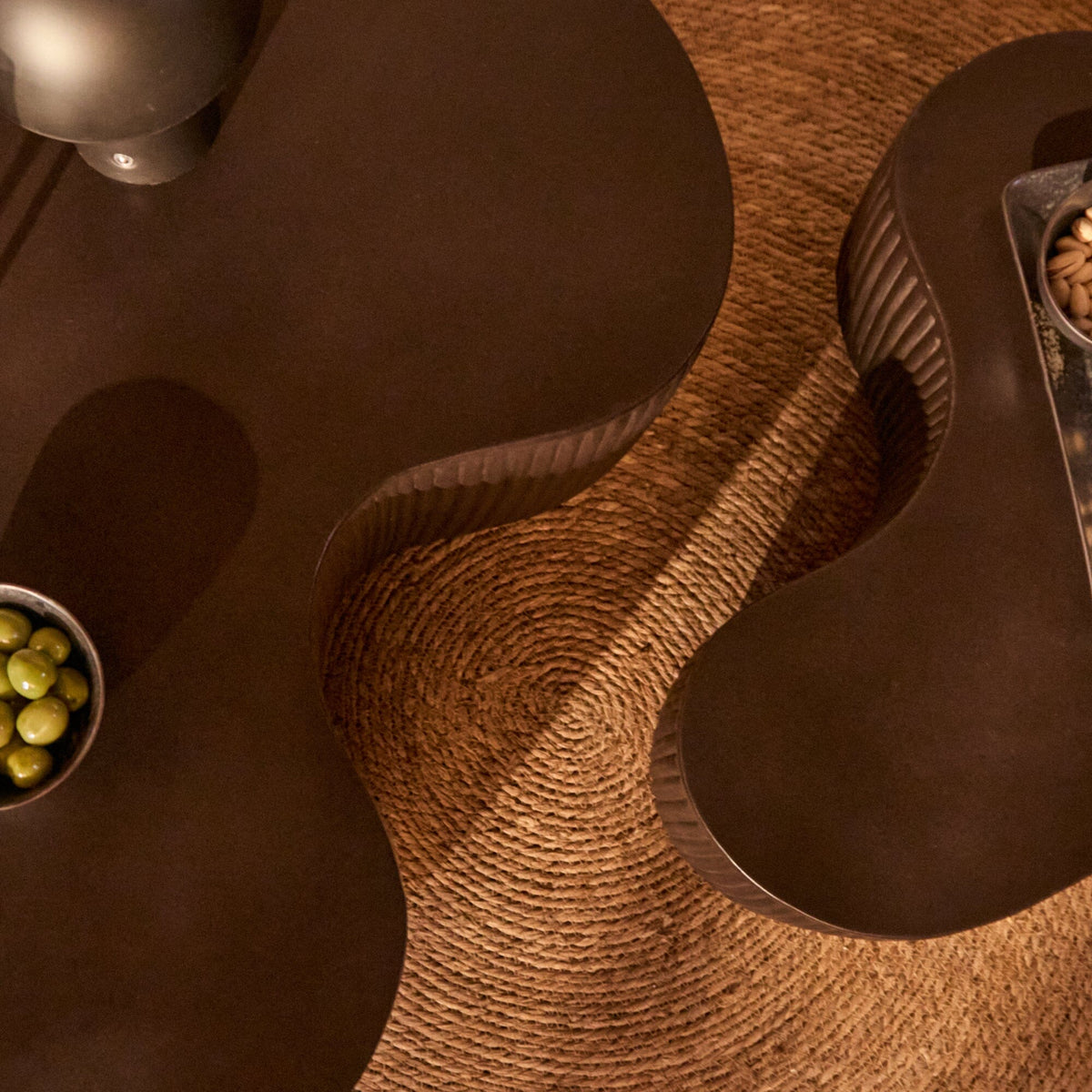 Sohan 61cm with4cm Kidney Garden Coffee Table - Lava Black - Laura James