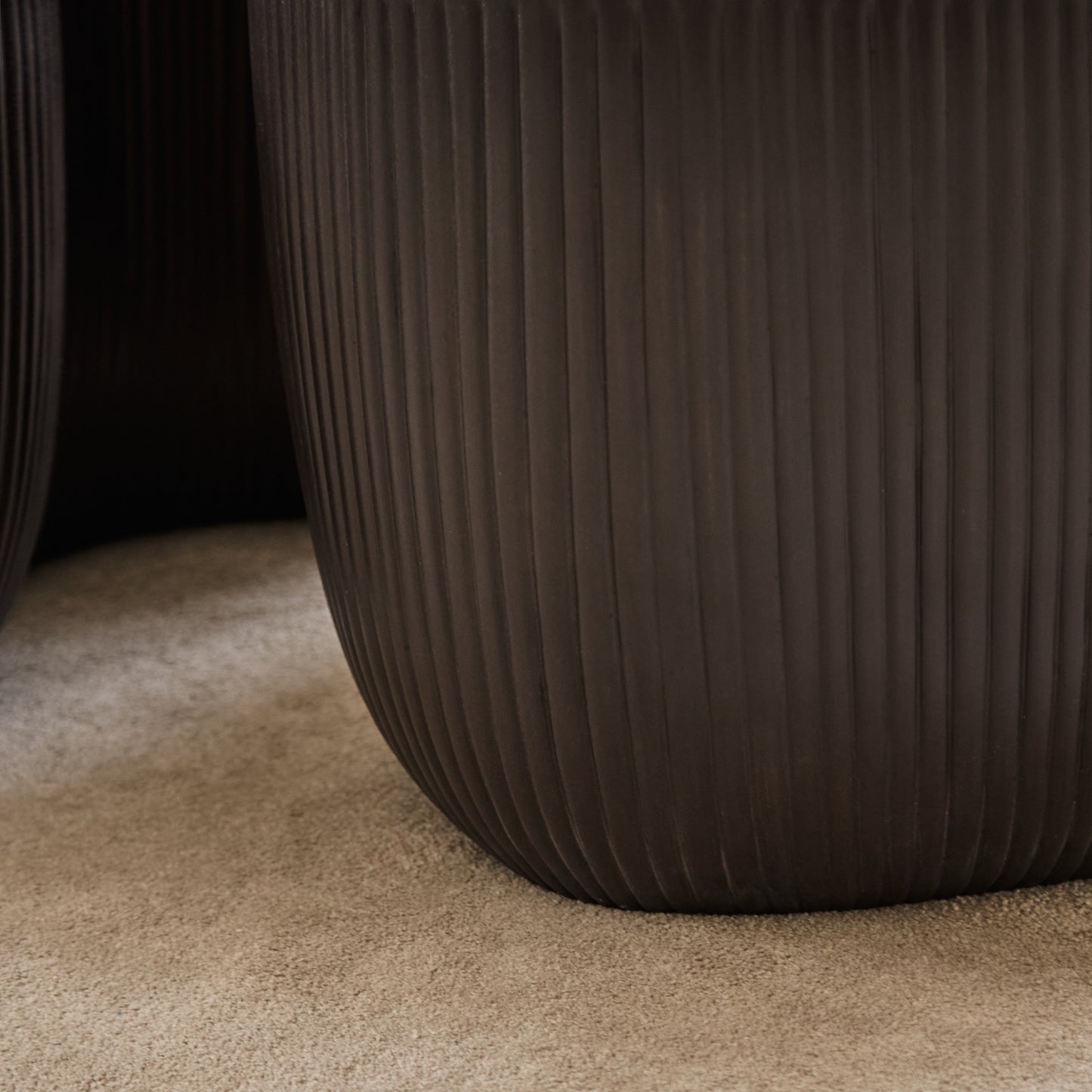 Sohan 84cm Kidney Concrete Coffee Table - Set of 2 - Lava Black - Laura James