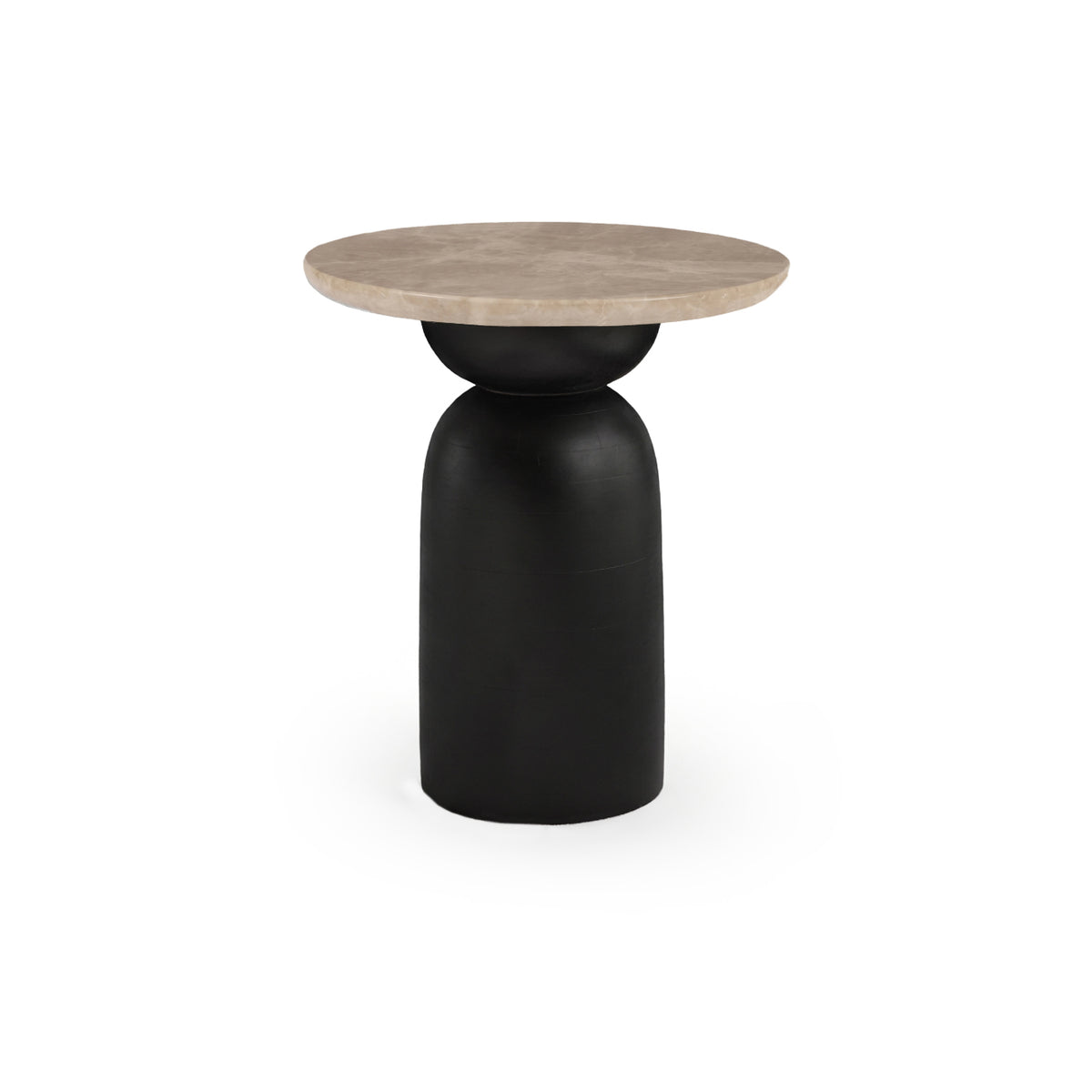 Sorrell 45cm Round Side Table - Jet Black Mango Wood & Lady Grey Marble