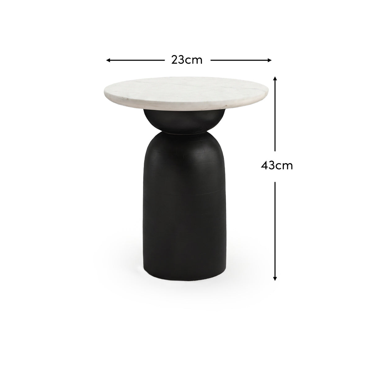 Sorrell Jet Black Mango Wood & White Marble Round Side Table - Laura James