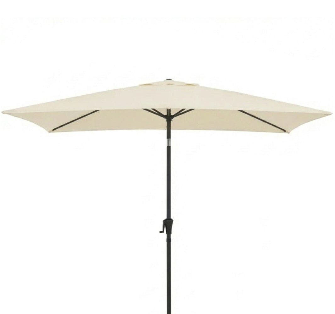 Square 2m Cream LED Parasol with 25kg Parasol Base - Black Concrete - Laura James