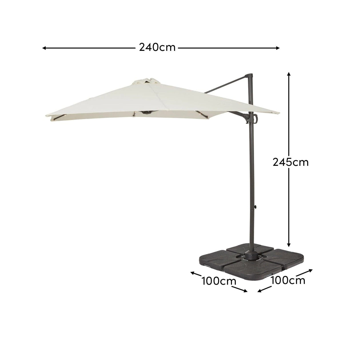 Cream LED Cantilever Parasol - Laura James