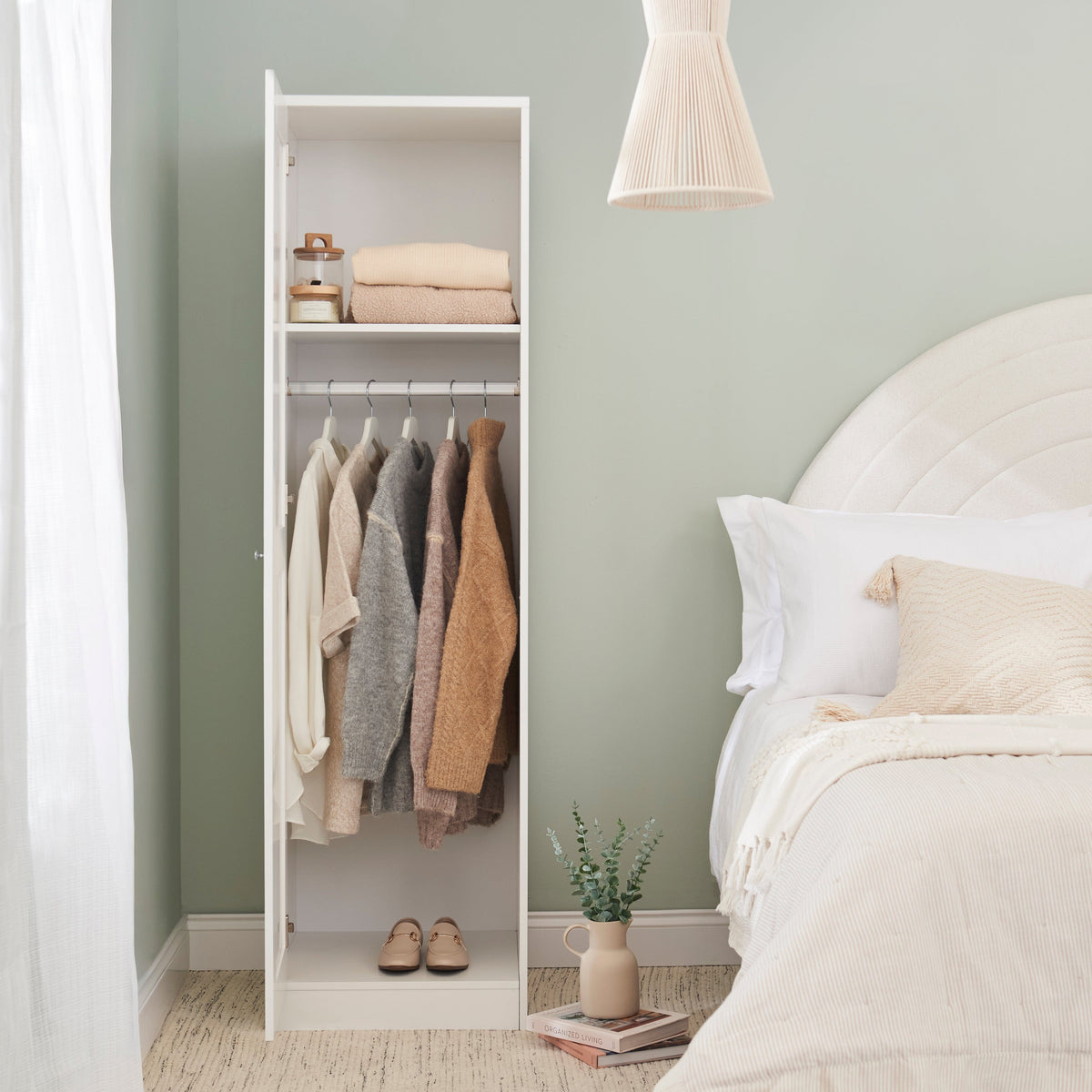 Stevie 1 Door Wardrobe - White - Laura James