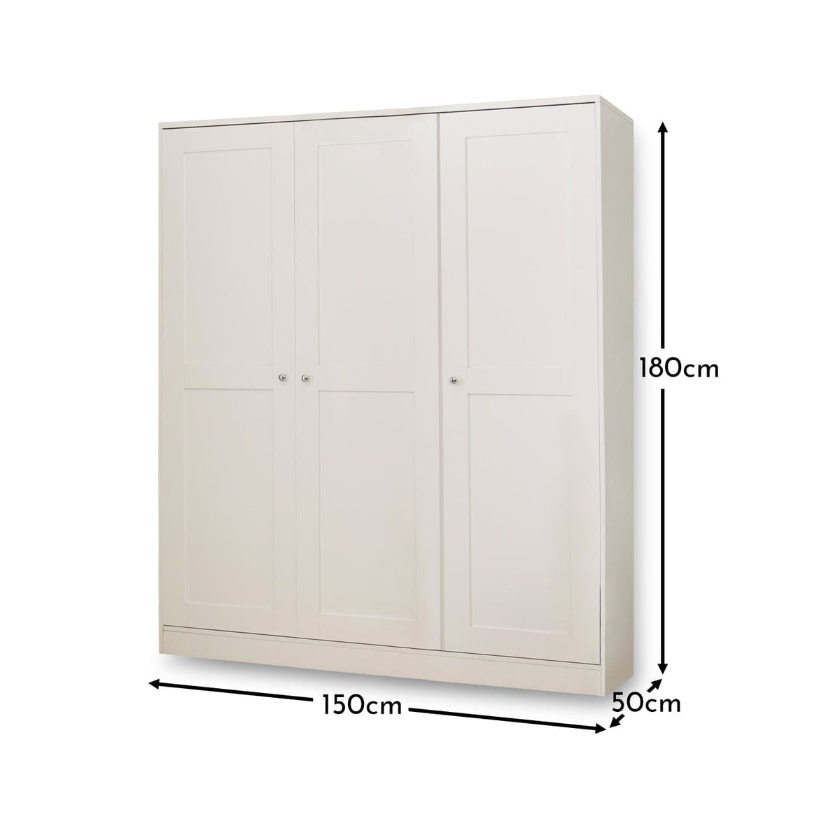 Stevie 3 Door Wardrobe - White - Laura James