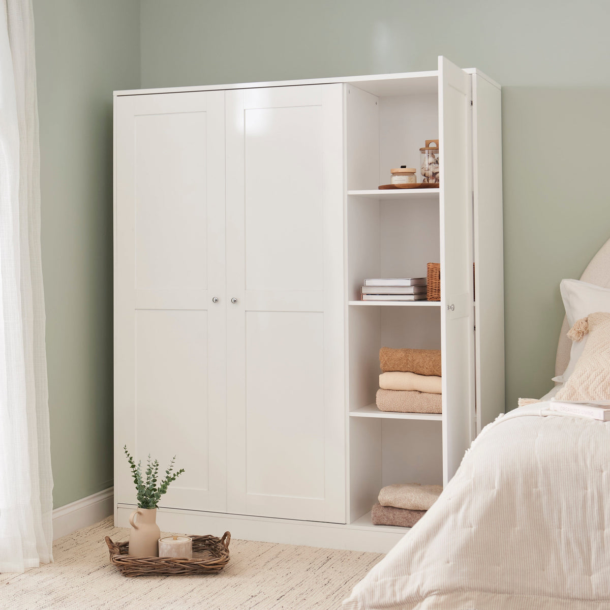 Stevie 3 Door Wardrobe - White - Laura James