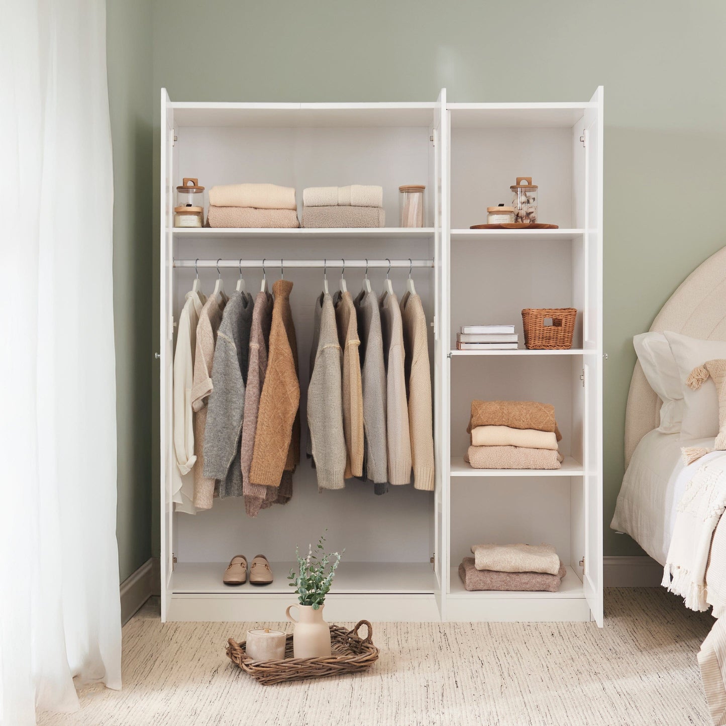 Stevie 3 Door Wardrobe - White - Laura James