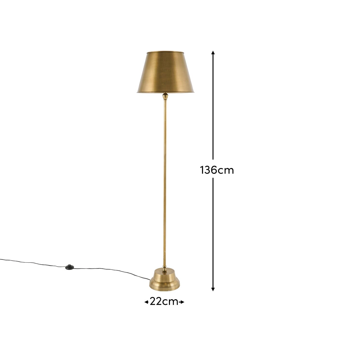 Stowe Gold Metal Floor Lamp - 136cm - Laura James