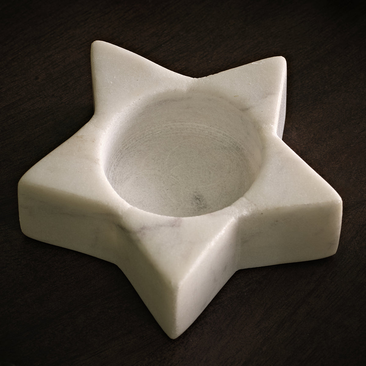 Tiree 7.5cm Star Candle Holder - Set of 2 - White Marble - Laura James