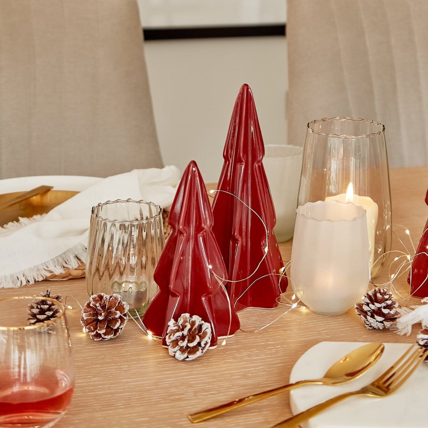 Red Ceramic LED Light Up Tree - Laura James