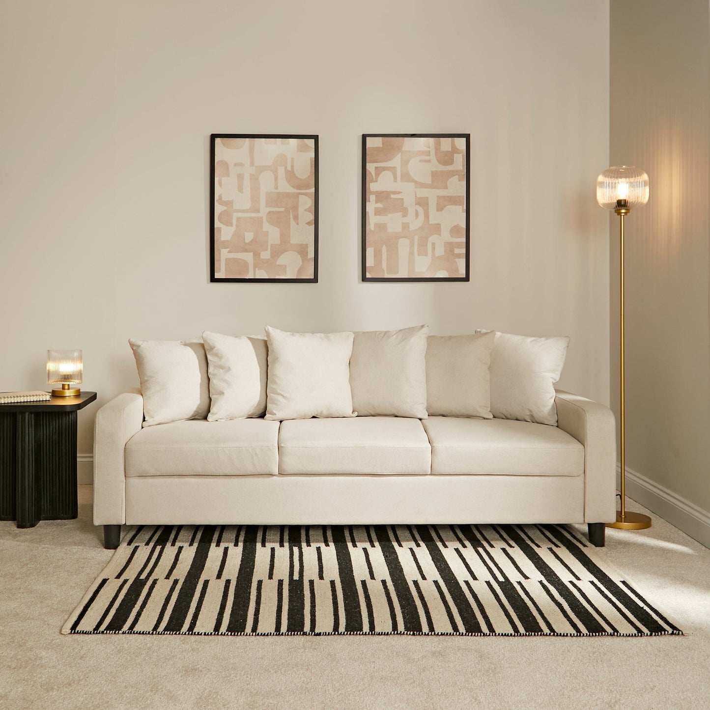 Tracy 3 Seater Sofa - Oatmeal with Black Legs