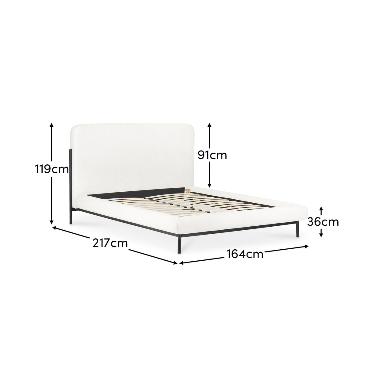 Tallulah King Size Bed - Chalk White Boucle - Laura James