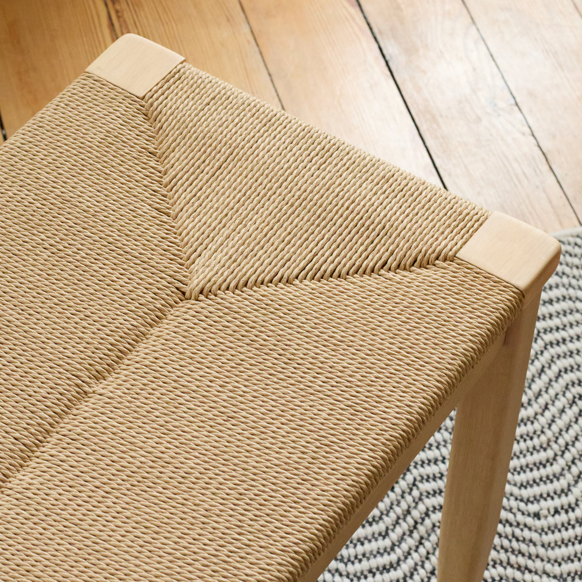 Tilly 150cm Wooden Bench - Whitewash Oak & Paper Cord - Laura James