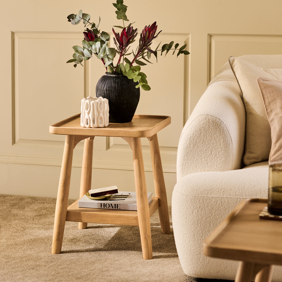 Tilly 40cm Square Side Table - Whitewash Oak - Laura James