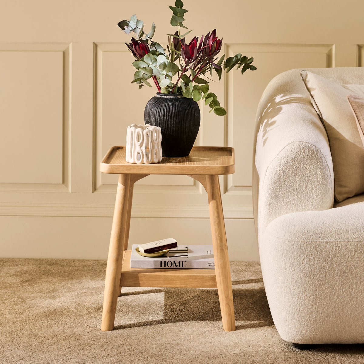 Tilly 40cm Square Side Table - Whitewash Oak - Laura James