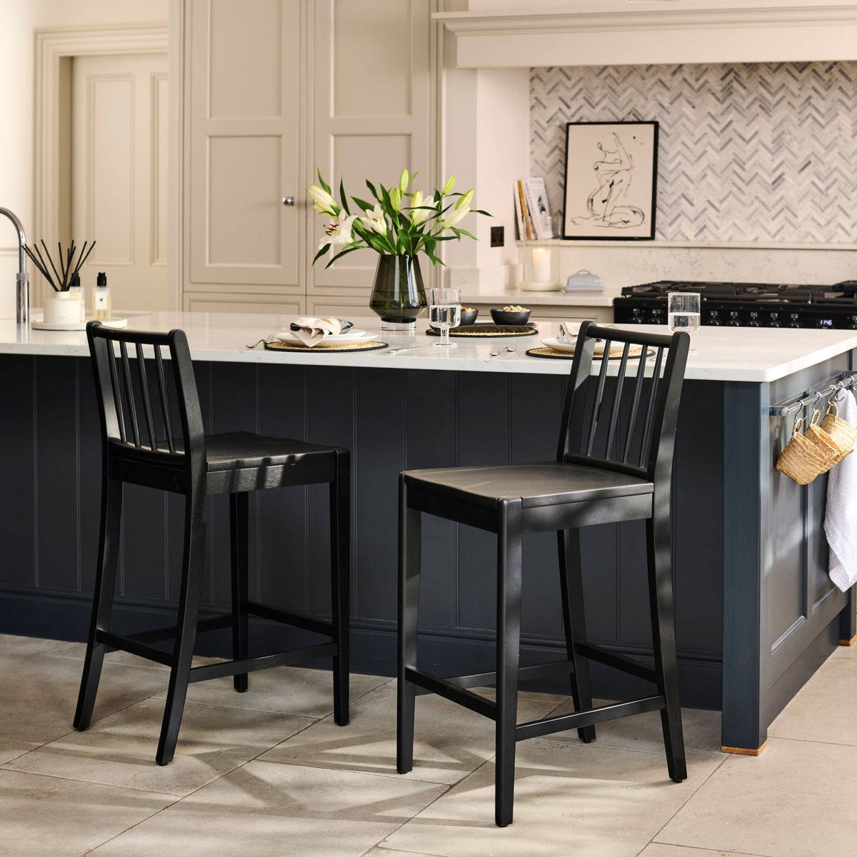 Tilly Bar Stool - Black Oak - Laura James