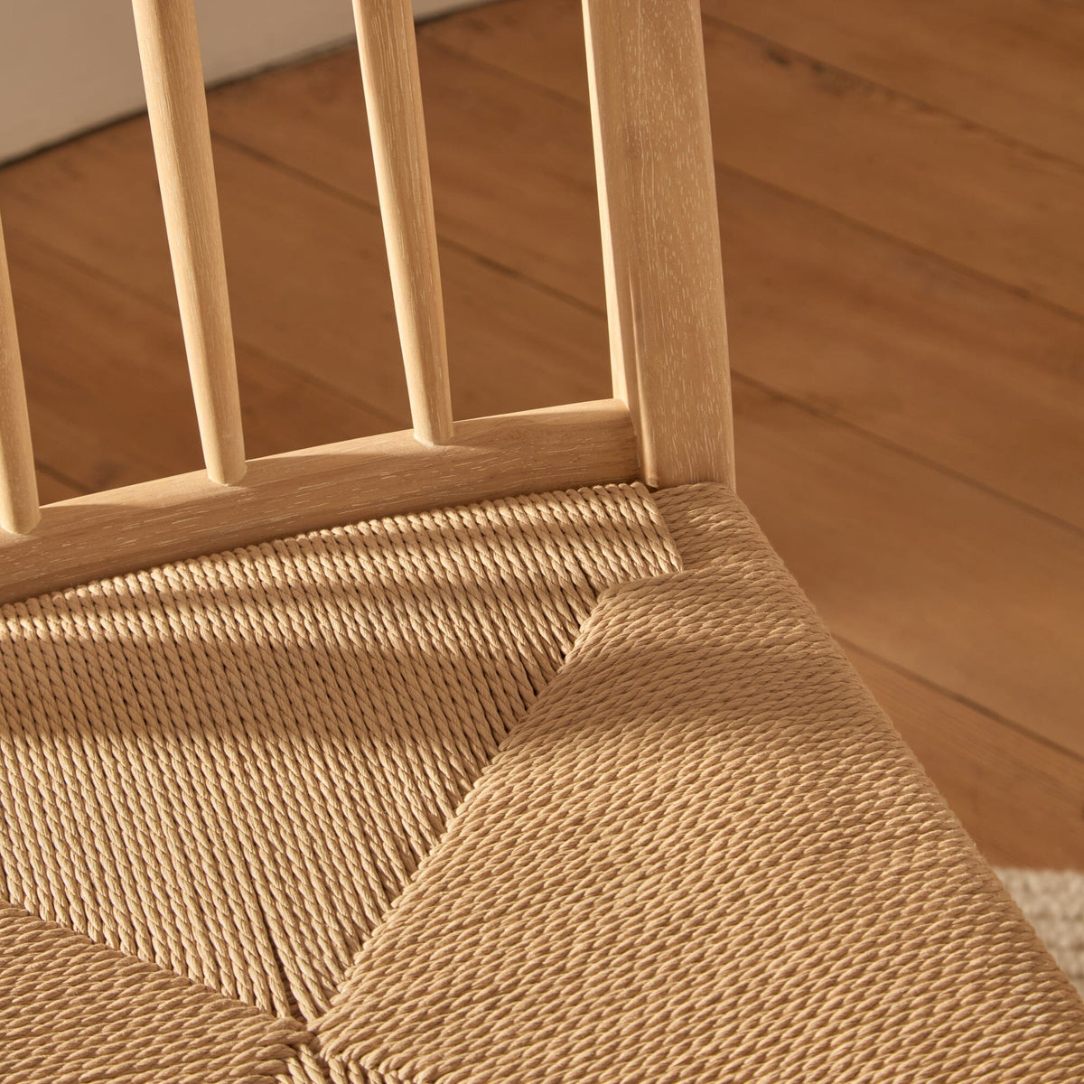 Tilly Natural String Dining Chairs - Set of 2 - Whitewash Oak Legs - Laura James