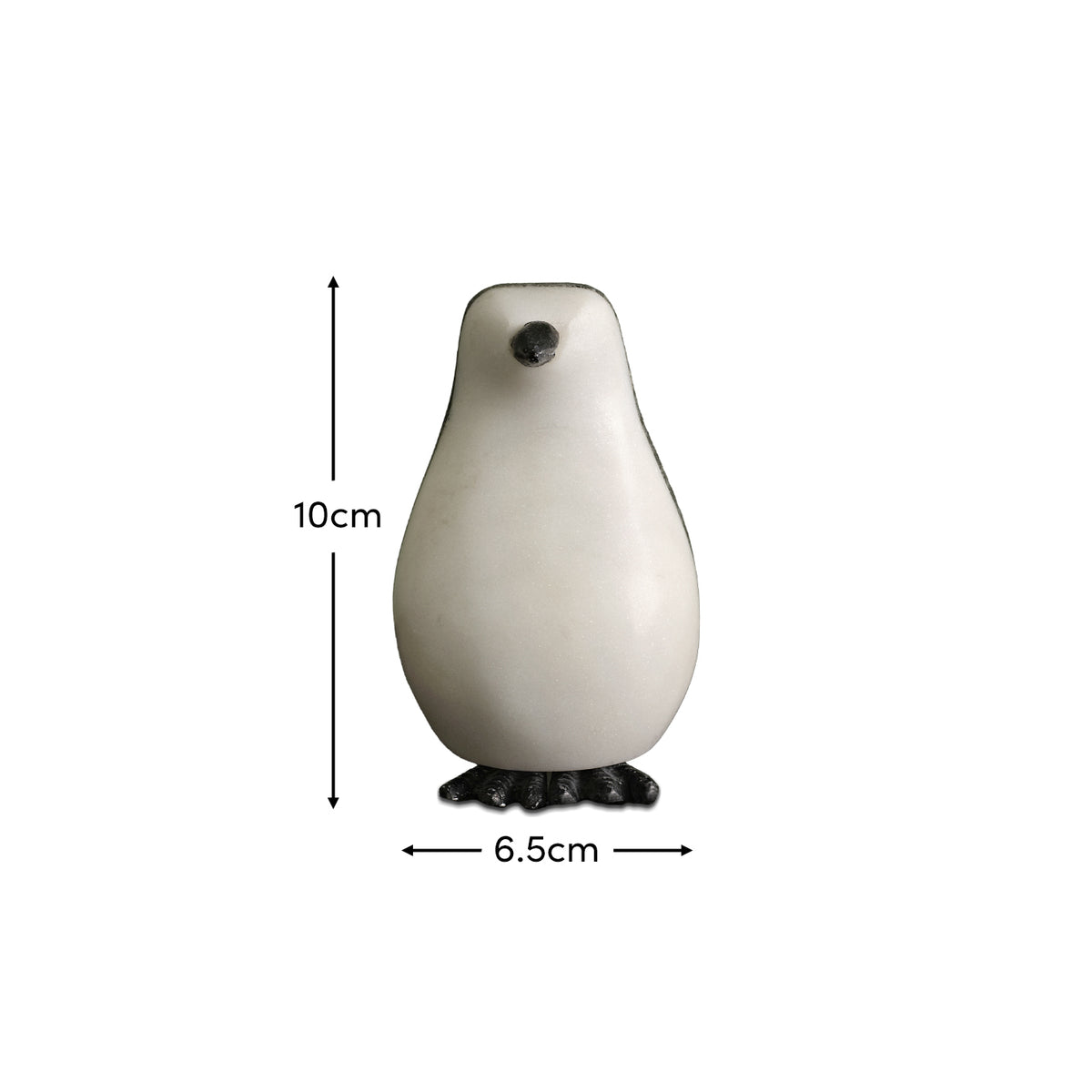 Tiree 10cm Penguin Ornament - White Marble & Grey Marble - Laura James