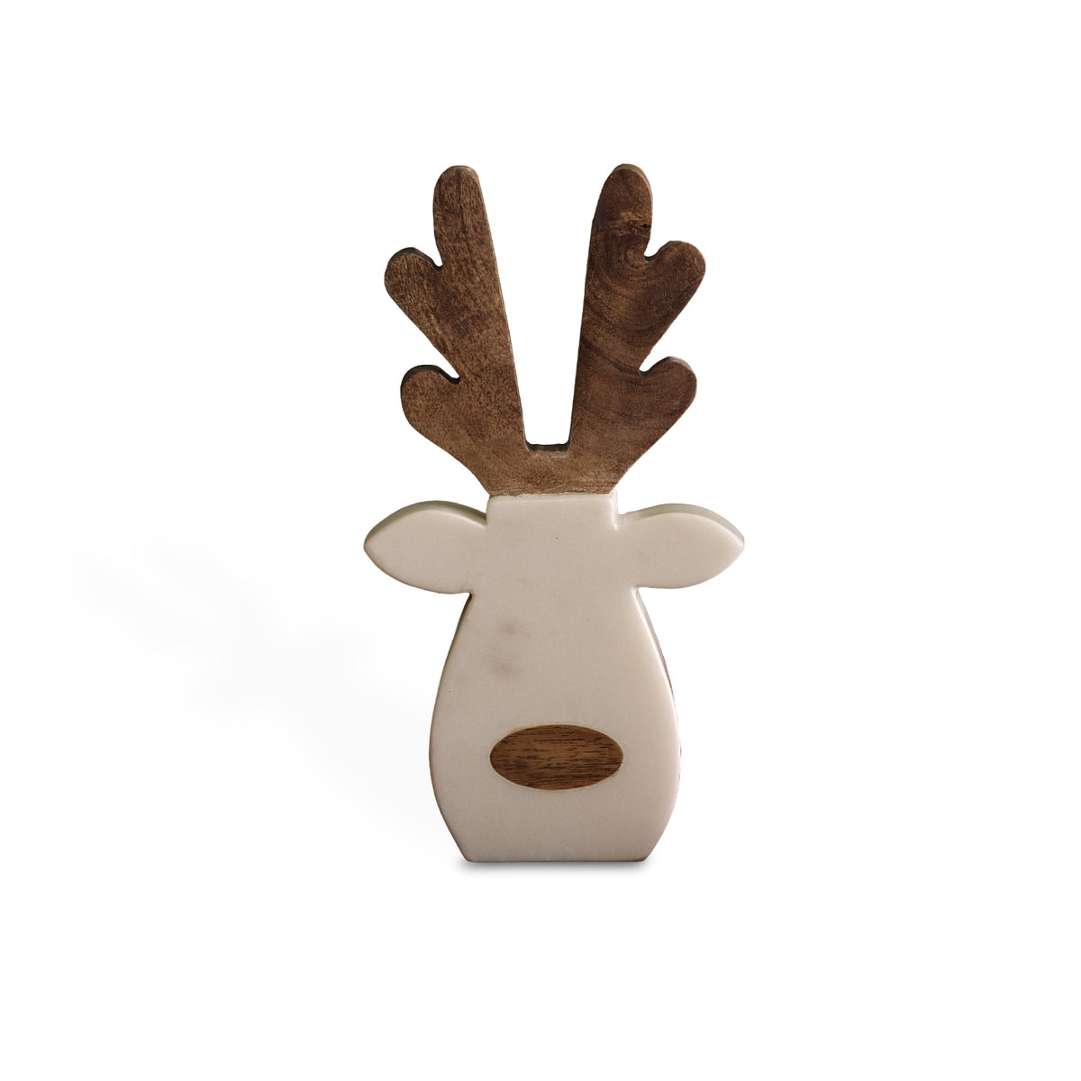 Tiree 20cm Reindeer - White Marble with Natural Mango Wood
