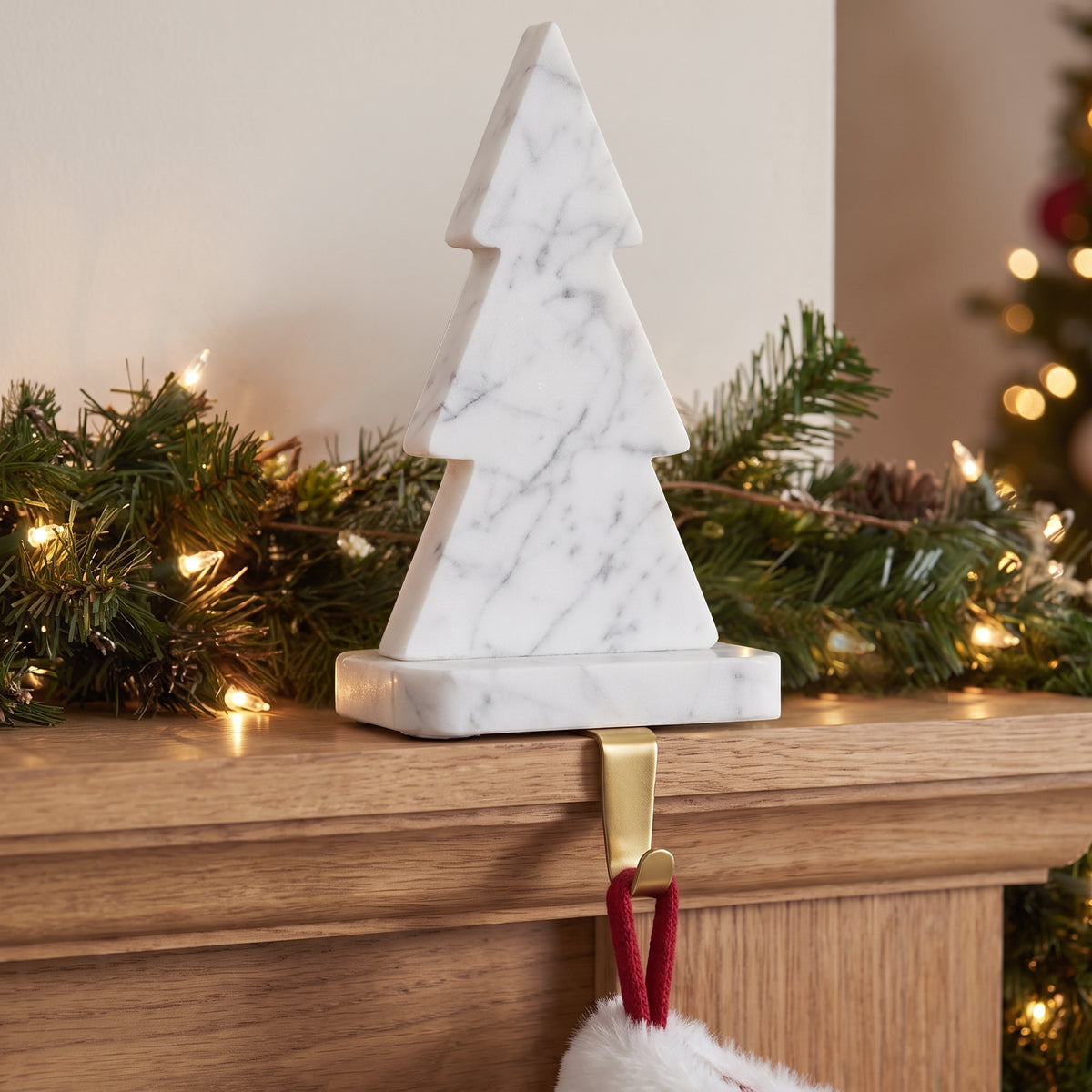 Tiree 24cm Tree Stocking Holder - White Marble