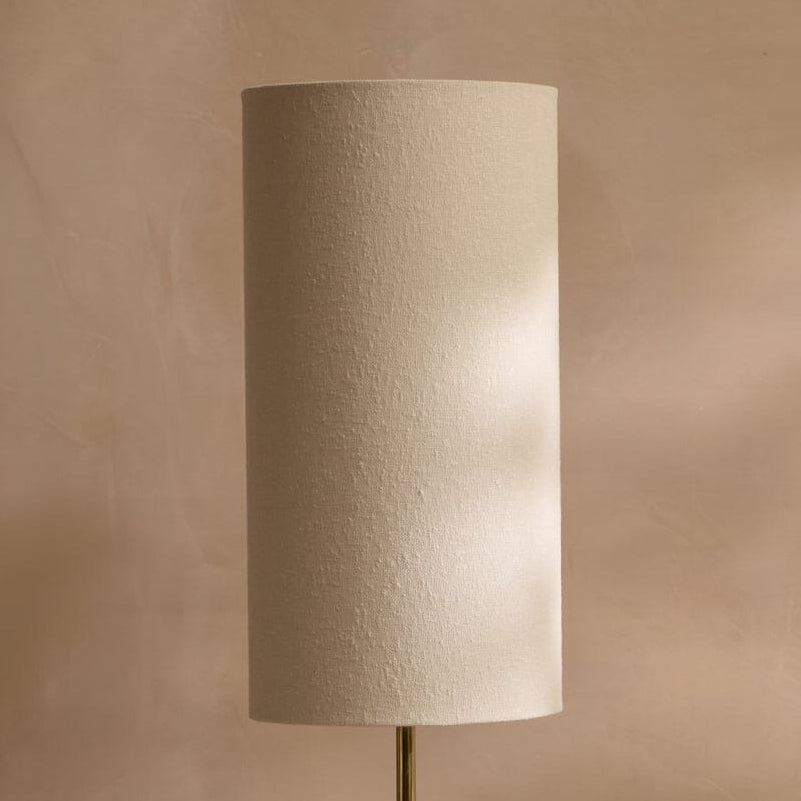 Tiree 97cm White Marble Floor Lamp Base with Tiree 30cm Tall Lamp Shade - Ivory Boucle - Laura James
