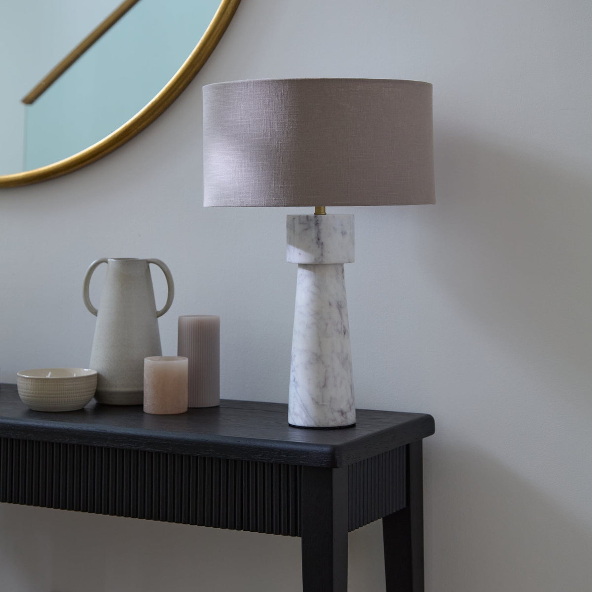 Tiree White Marble Floor Lamp Base - 38cm - Laura James