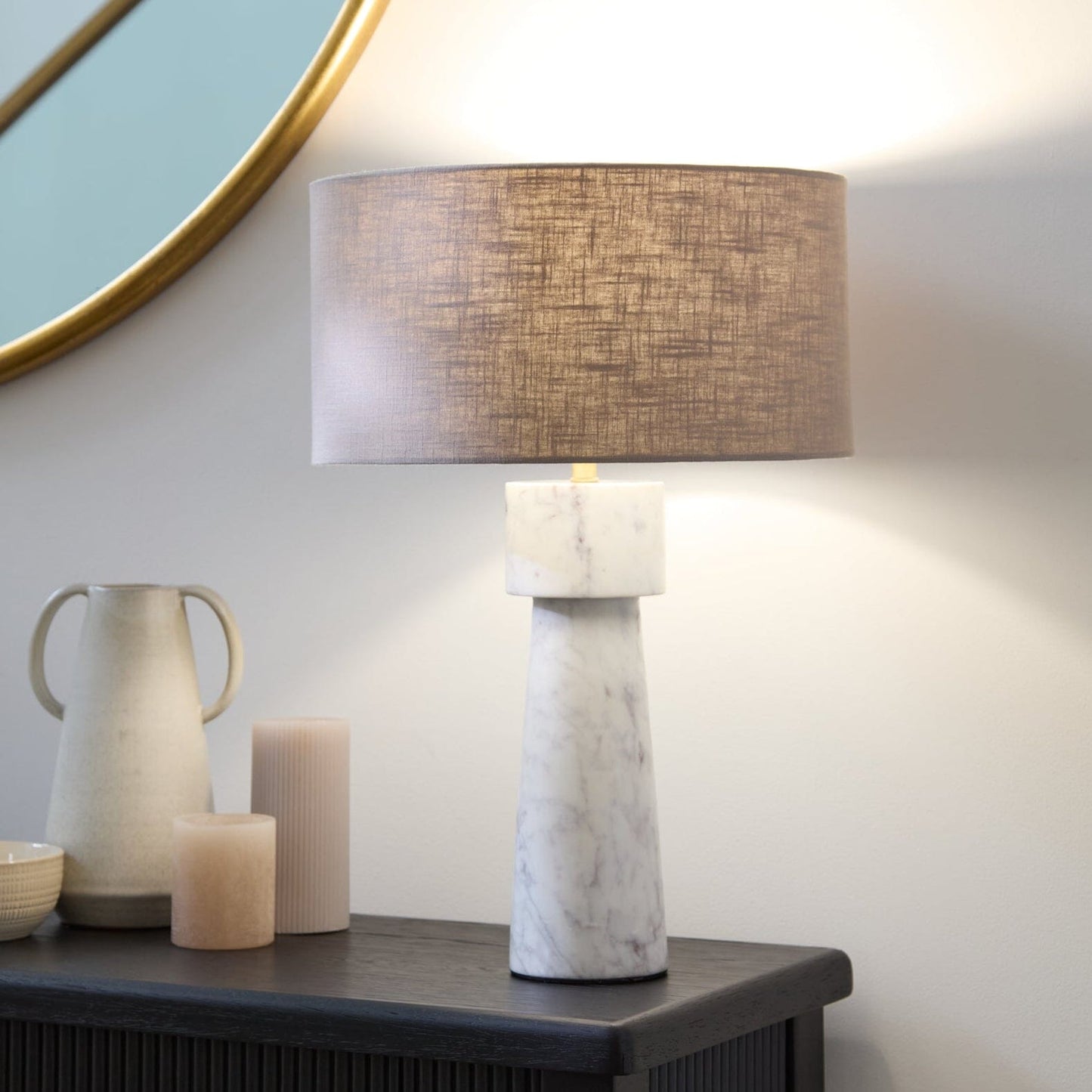 Tiree White Marble Floor Lamp Base - 38cm - Laura James