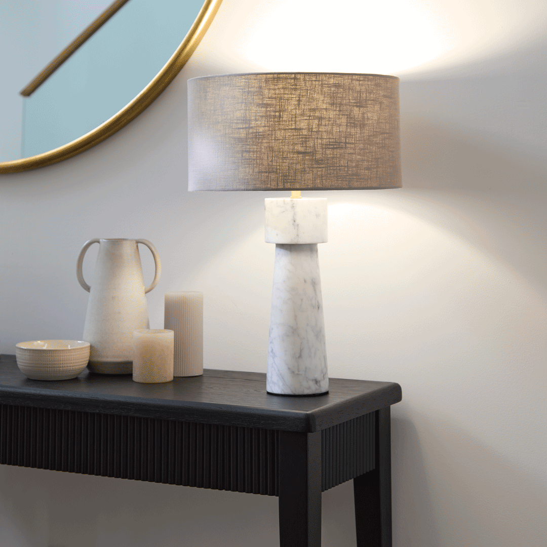 Tiree White Marble Floor Lamp Base - 38cm - Laura James