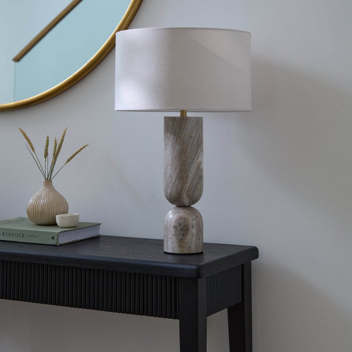 Tiree Taupe Marble Floor Lamp Base - 41cm - Laura James