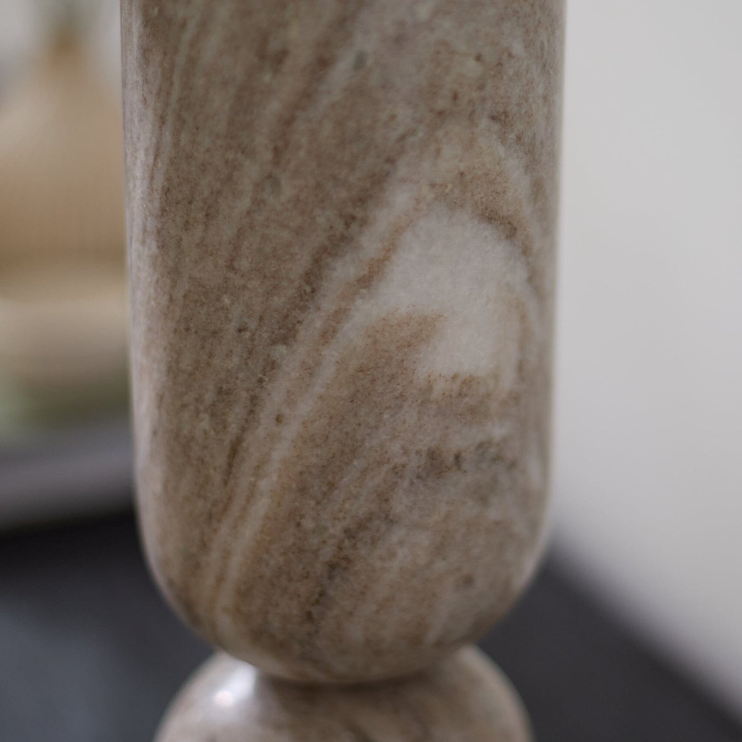 Tiree Taupe Marble Floor Lamp Base - 41cm - Laura James