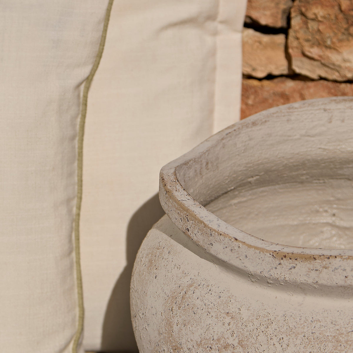 Tomar Fiber Cement 29.5cm Wide Planter - Rustic White - Laura James