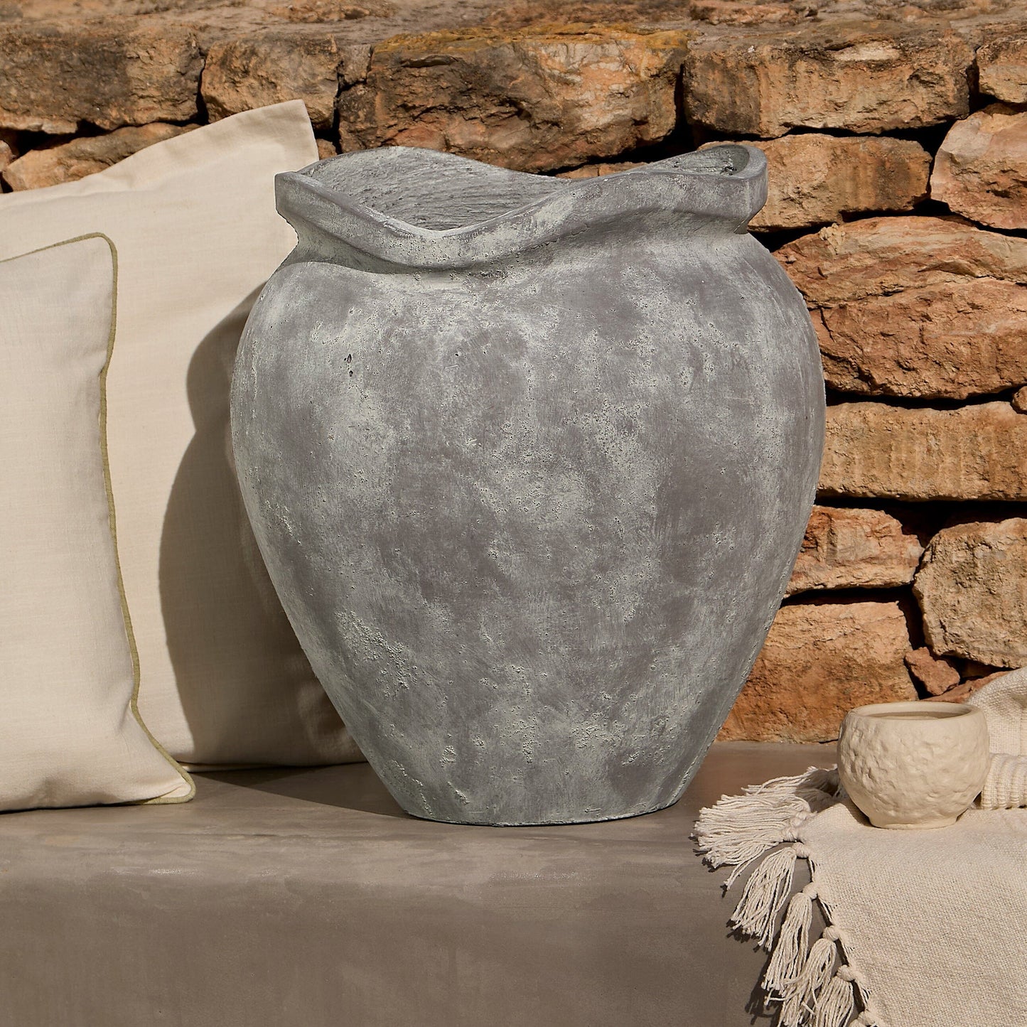 Tomar Fiber Cement 46cm Garden Planter - Rustic Grey - Laura James