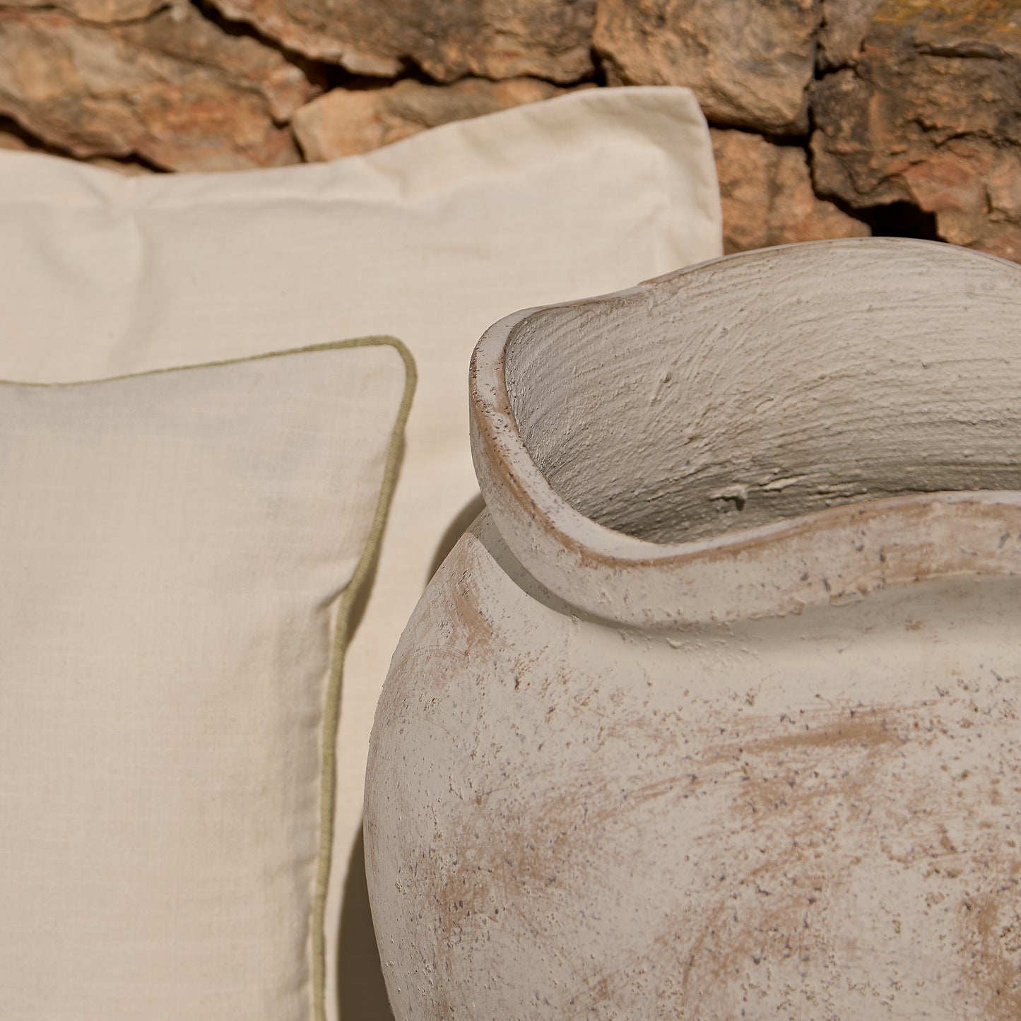 Tomar Fiber Cement 46cm Planter - Rustic White - Laura James