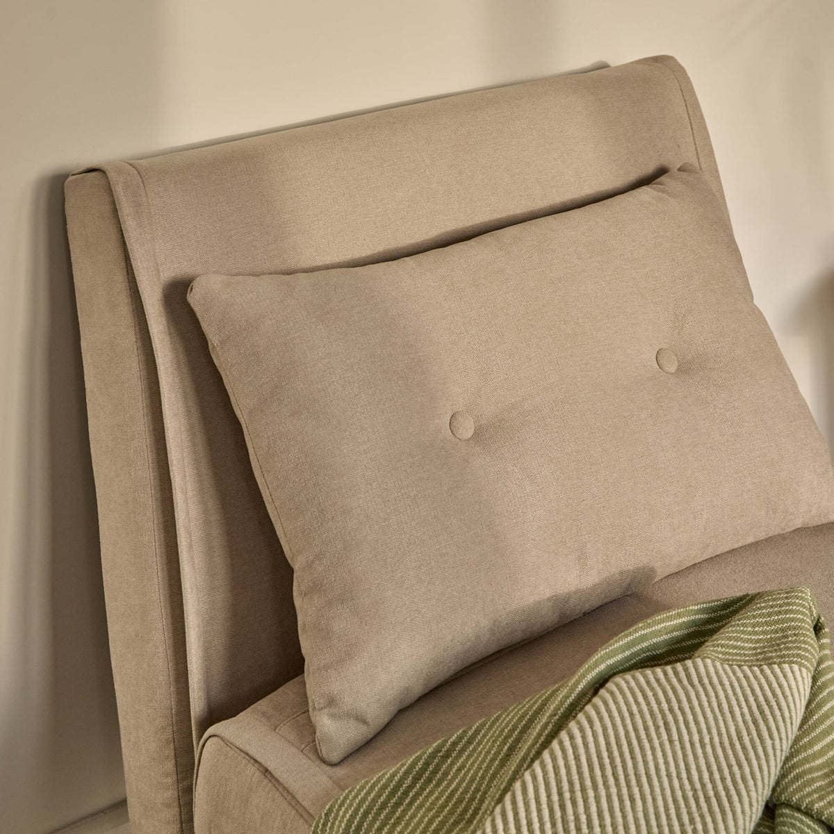Una Single Sofa Bed - Soft Beige with Pale Oak Legs - Laura James