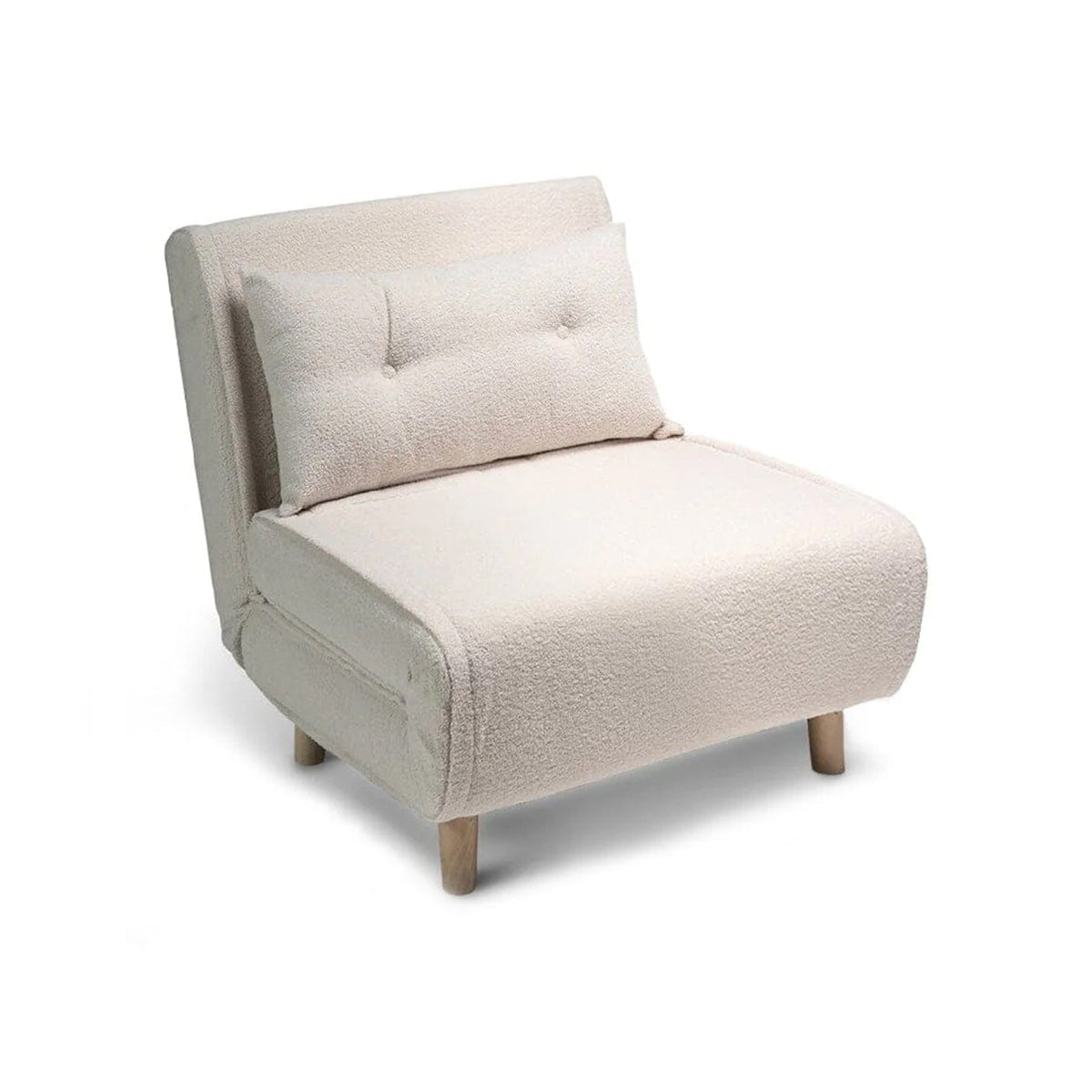 Una Single Teddy Sprung Sofa Bed - Warm White