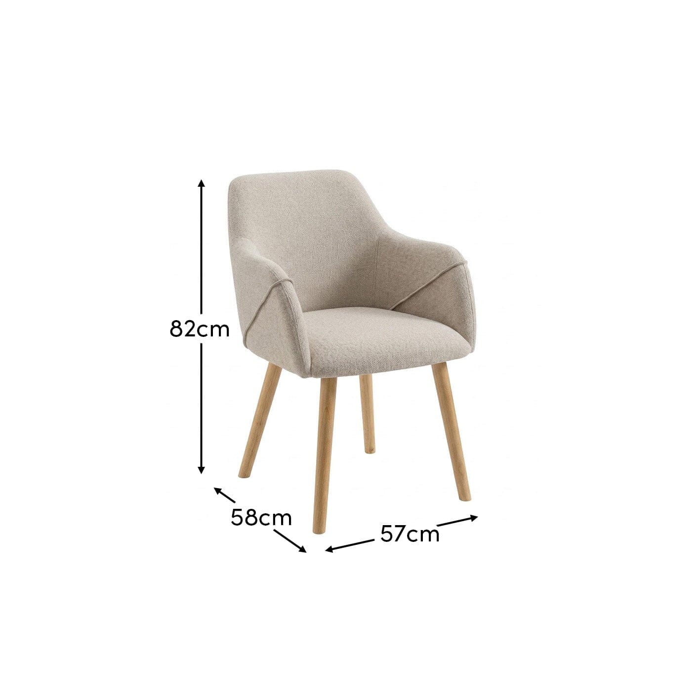 Freya Light Beige Dining Chairs - Set of 2 - Pale Oak Legs - Laura James