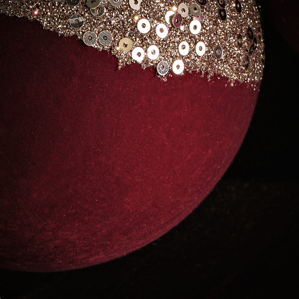 Valen 10cm Shatterproof Bauble - Burgundy Red with Gold Sequins
