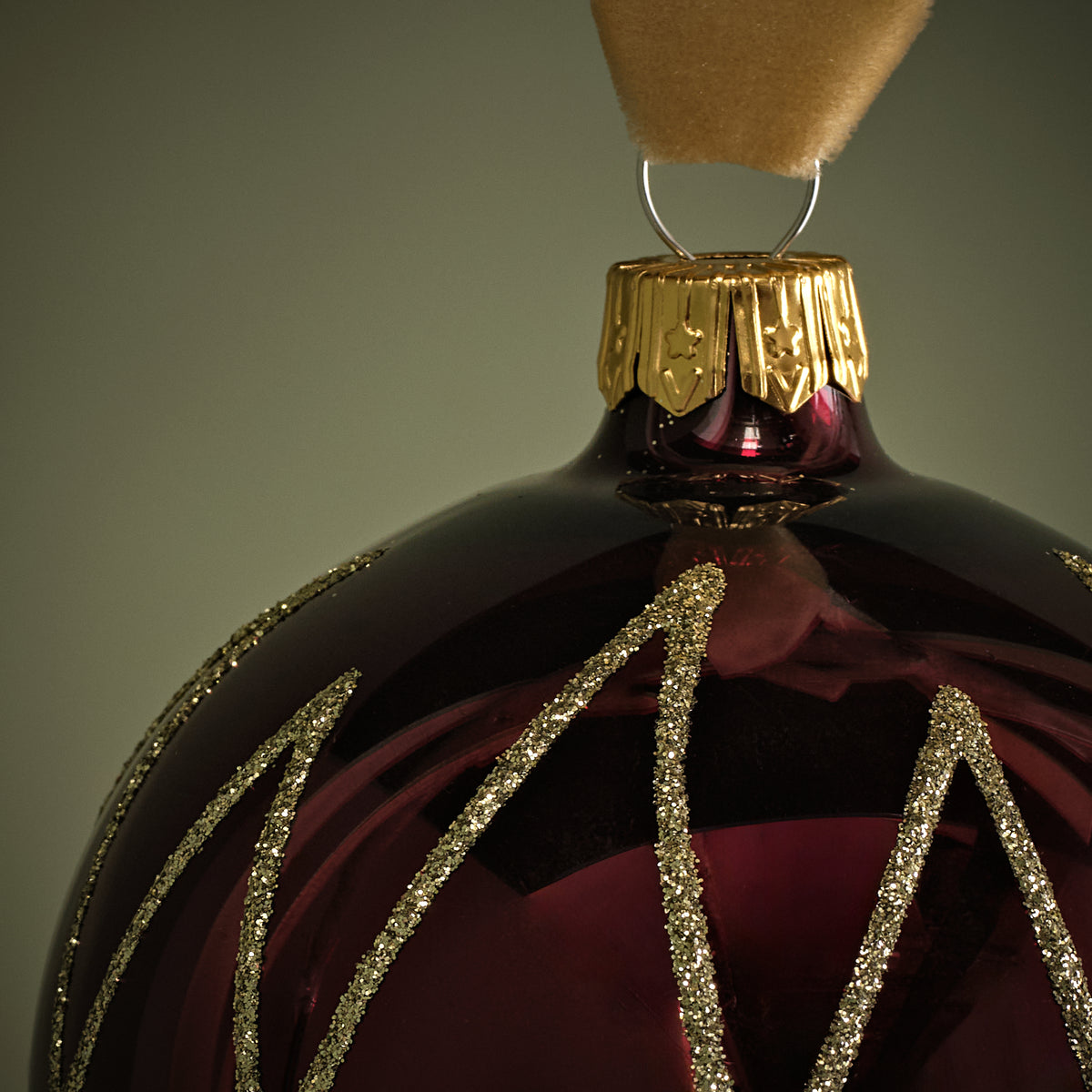 Varde 8cm Glass Round Baubles - Set of 6 - Burgundy Red