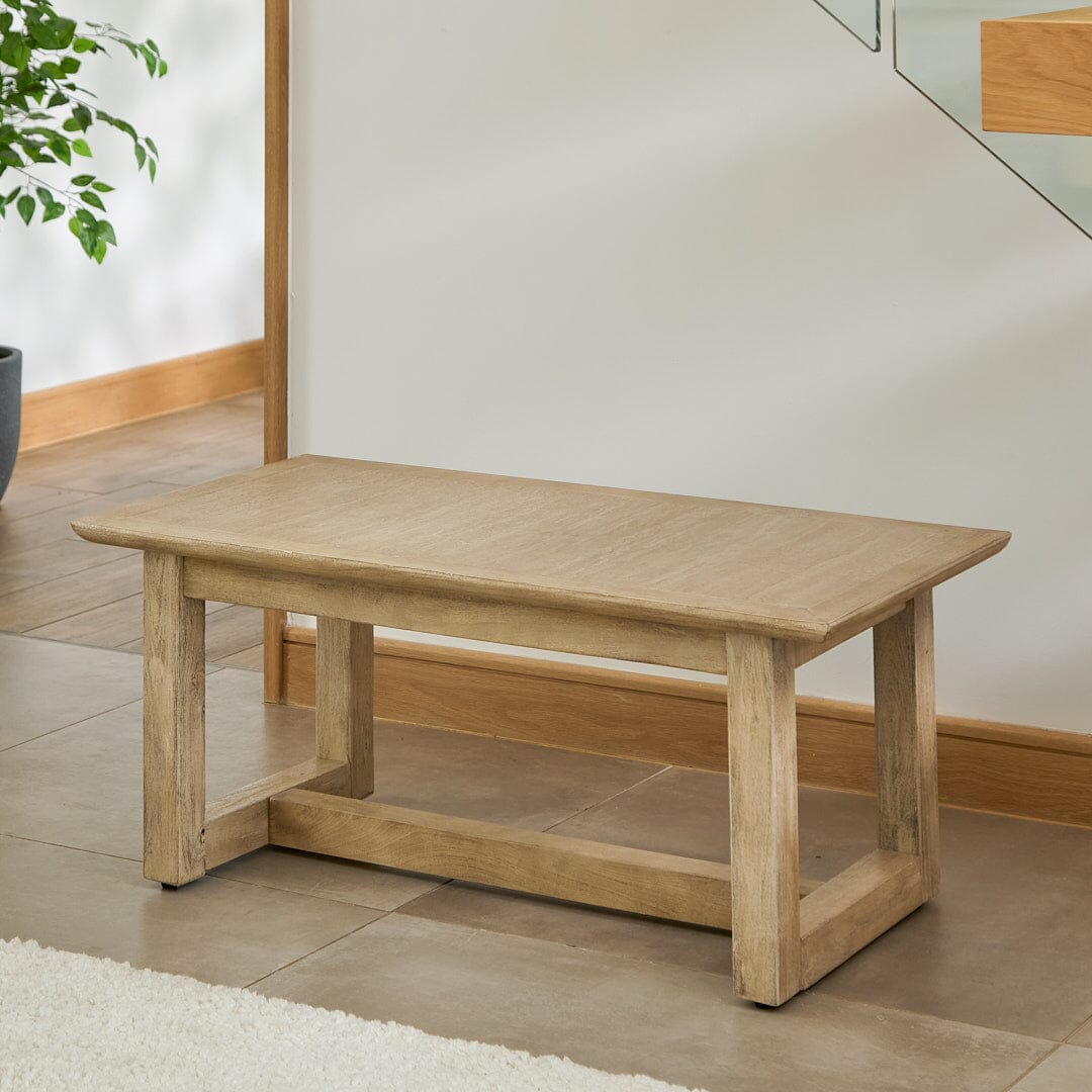 Valdis Mangowood & Travertine Rectangular Coffee Table - Laura James