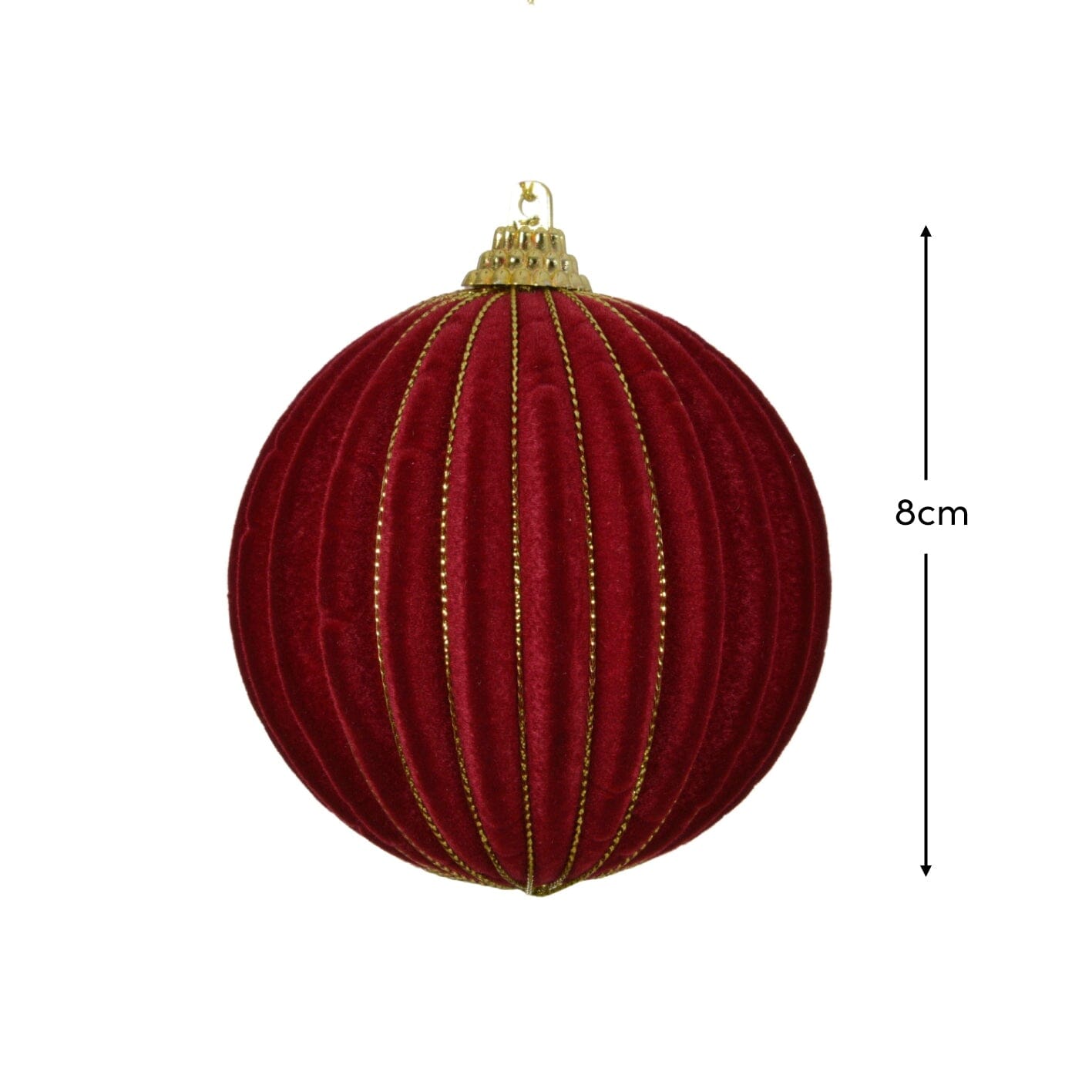 Valen Shatterproof 8cm Bauble - Burgundy Red Flocked - Laura James