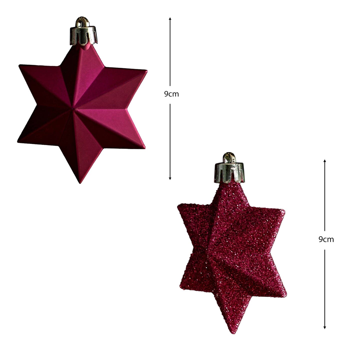Valen Shatterproof 9cm Mixed Hanging Stars - Set of 12 - Festive Pink - Laura James