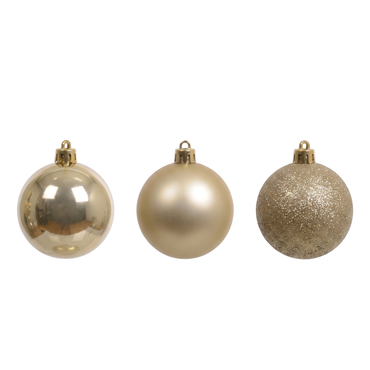 Valen Shatterproof Mixed Baubles - Set of 30 - Pearl Gold