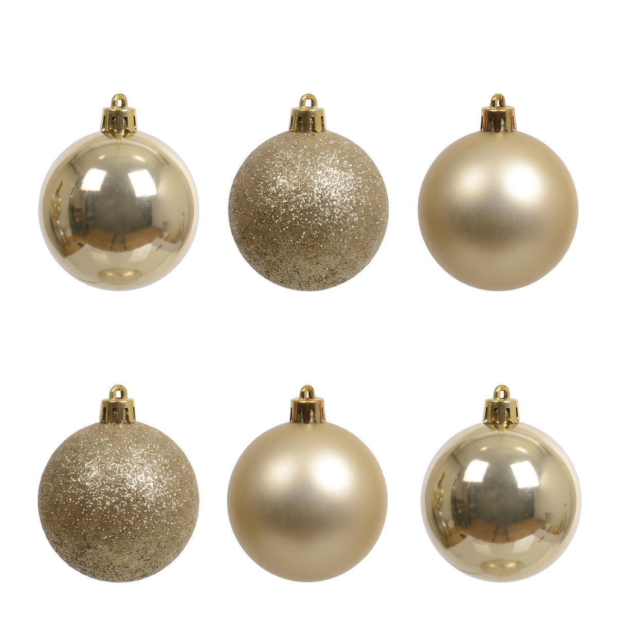 Valen Shatterproof Mixed Baubles - Set of 30 - Pearl Gold