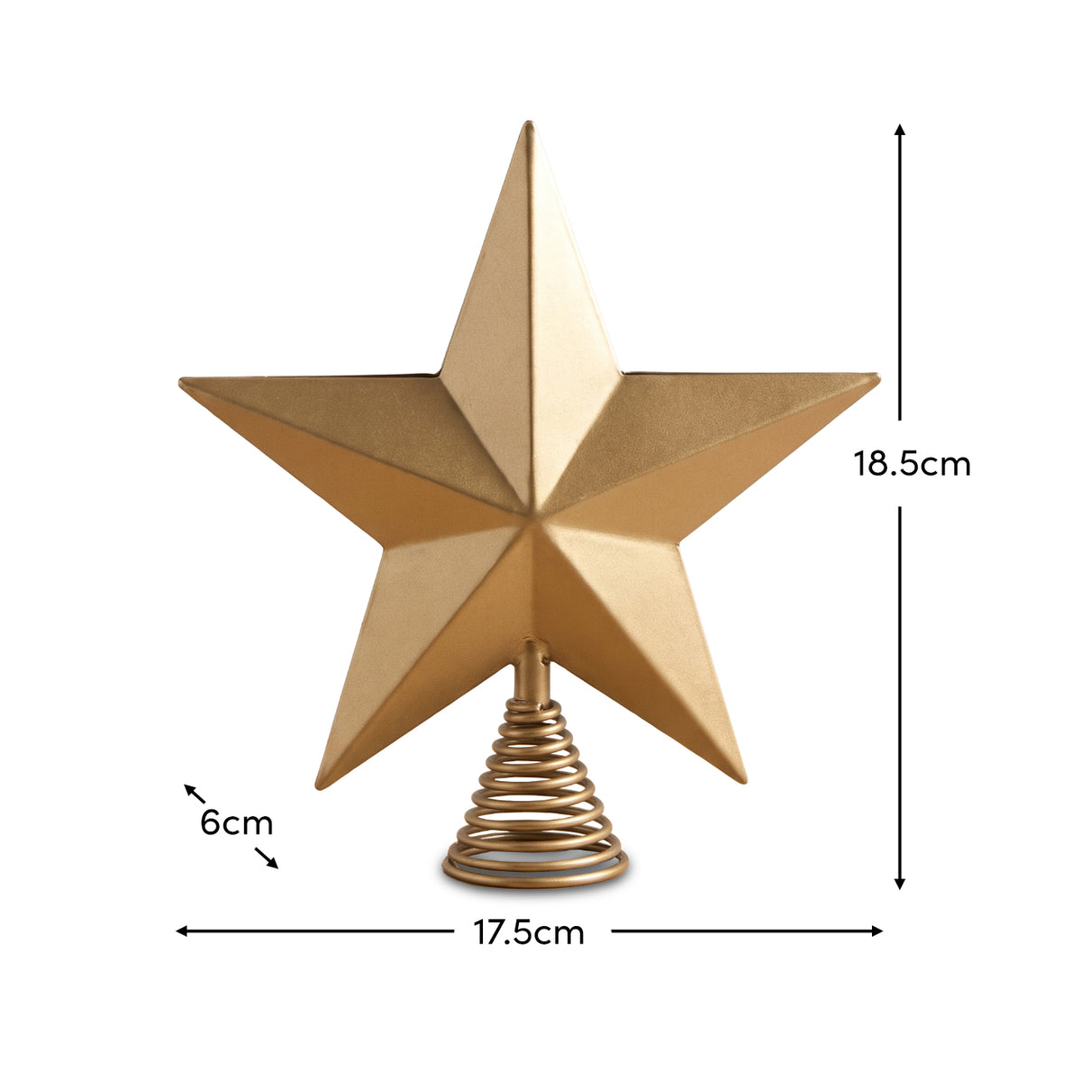Veere 18cm Metal Star Tree Topper - Heritage Gold