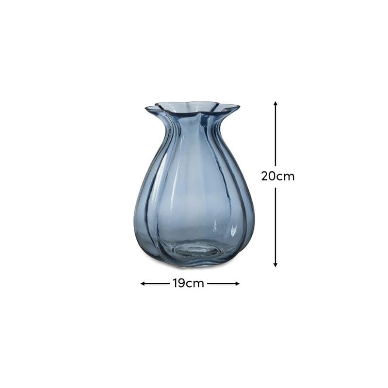 Verona 20cm Glass Vase - Cornflower Blue DIMS - Laura James