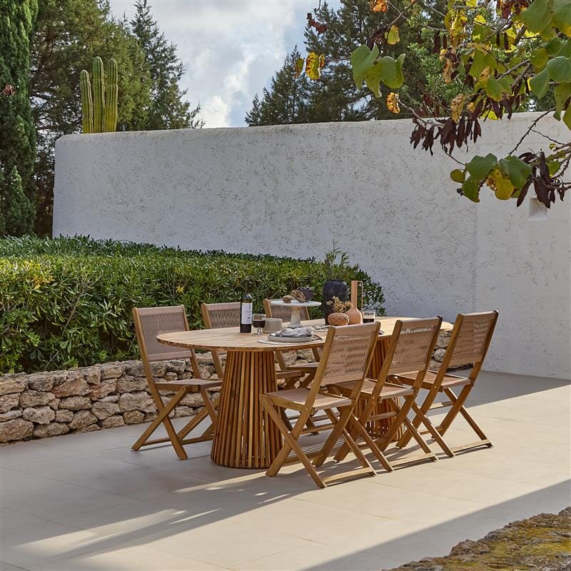 Willow 6 Seater Wooden Garden Dining Set with 6 Cove Rope Chairs - Laura James