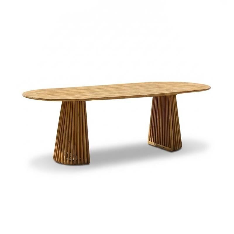 Willow 8 Seater Oval Garden Dining Table - Brushed Light Acacia - Laura James