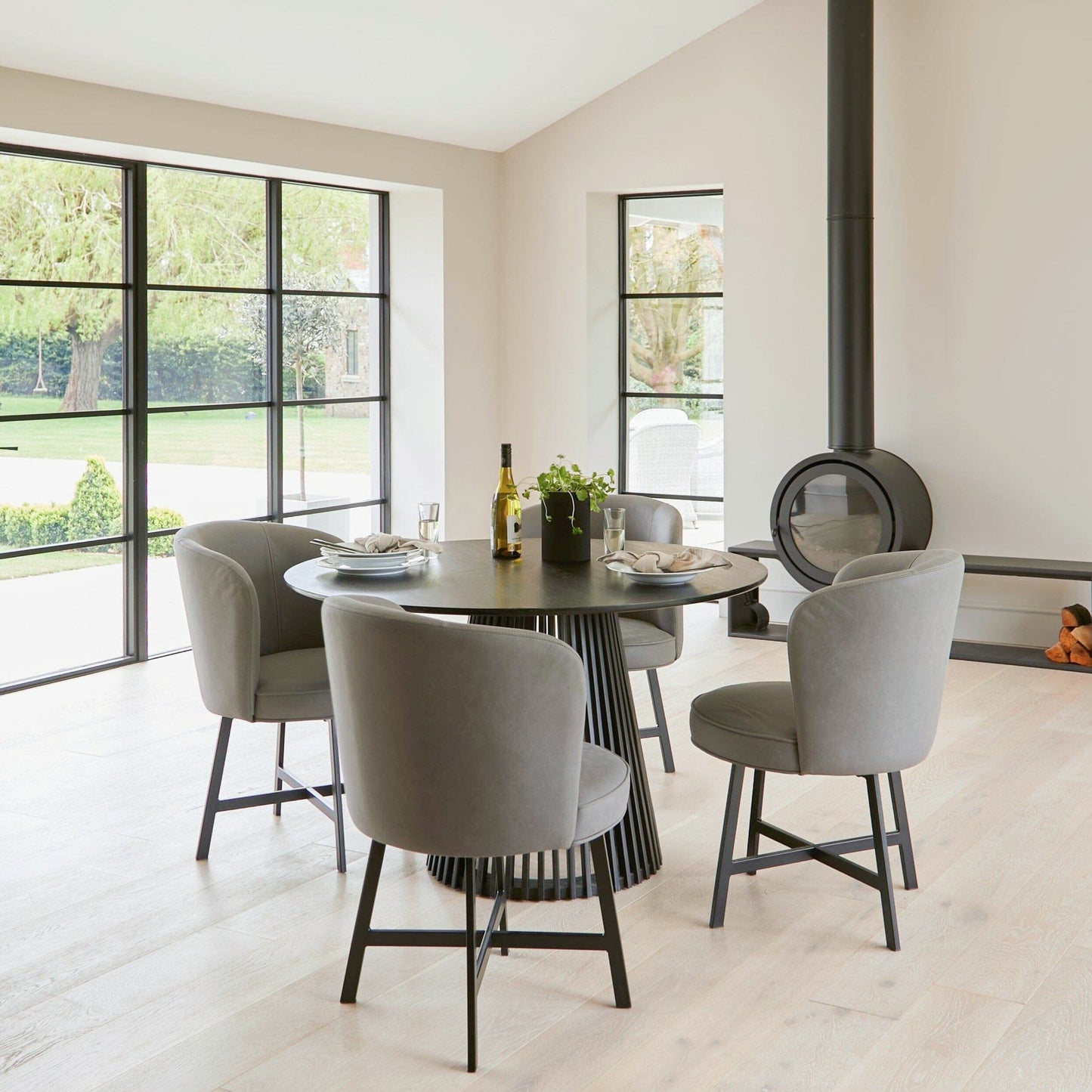 Jacob dining chairs - set of 2 - steel grey and black - Laura James