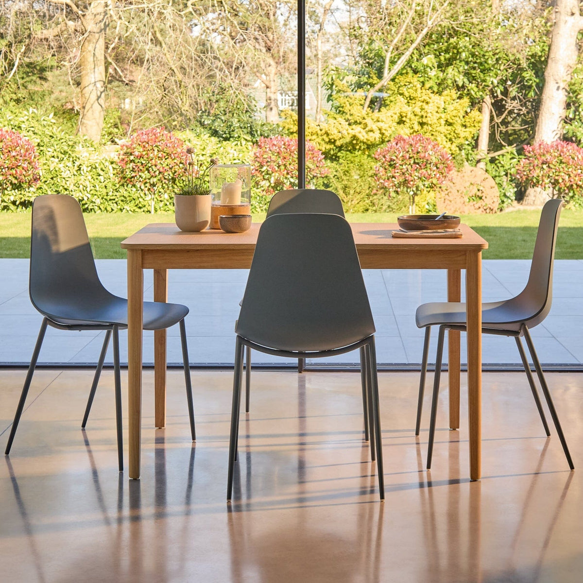 Paul Whitewash Extendable Dining Table Set - 4 Seater - Wren Blue Dining Chairs - Laura James