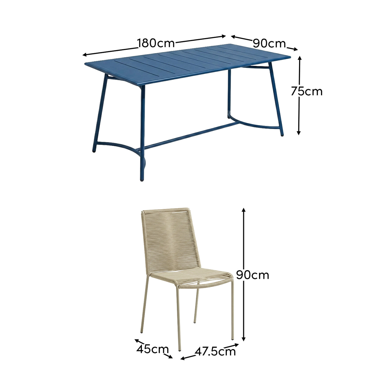 Wilder 6 Seater Blue Dining Table Set with Ryder Chairs - Laura James
